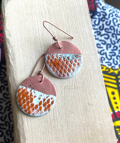 Copper Enamel Earrings