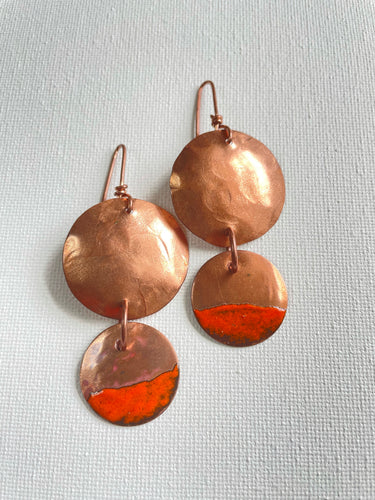 Copper Enamel Dangle Earrings